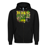 Black lucky me st. patricks day Zipper Hoodie - HowdyJamesFarm