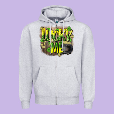 Lucky Me St. Patricks Day Zipper Hoodie Designed By Howdyjamesfarm