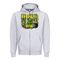 Heather Grey lucky me st. patricks day Zipper Hoodie - HowdyJamesFarm