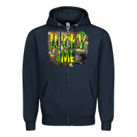 Navy lucky me st. patricks day Zipper Hoodie - HowdyJamesFarm
