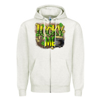 Oatmeal Heather lucky me st. patricks day Zipper Hoodie - HowdyJamesFarm