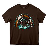 Chocolate Brown blessed rainbow cowhide aztec Heavy Core Tee - Jasminsmagicworld