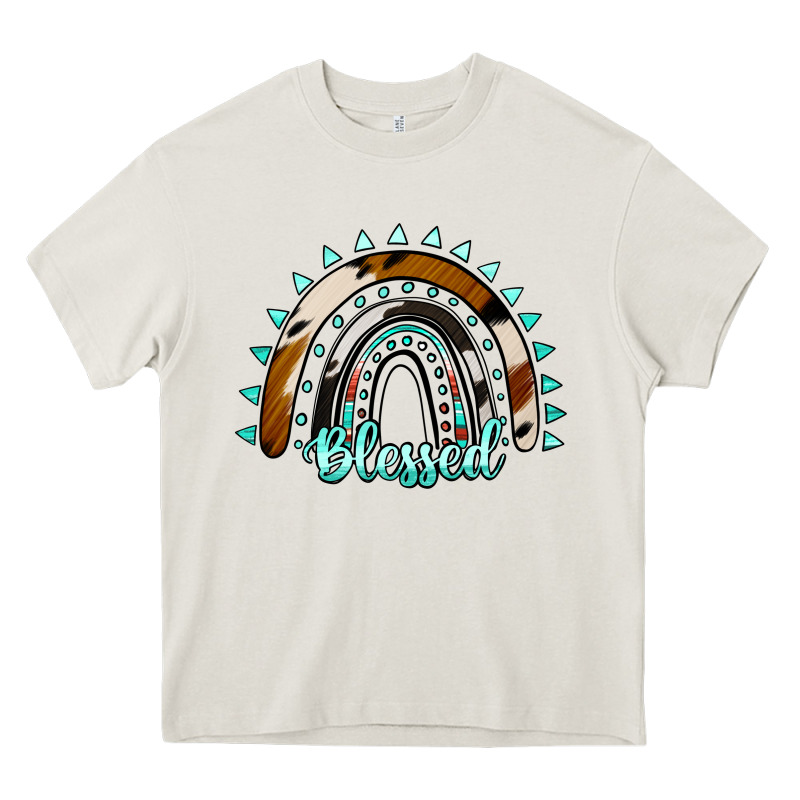 Blessed Rainbow Cowhide Aztec Heavy Core Tee by Jasminsmagicworld | Teevron