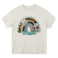 Cream blessed rainbow cowhide aztec Heavy Core Tee - Jasminsmagicworld