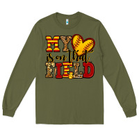 Army Green my heart is on that field softball Long Sleeve Tee - Jasminsmagicworld