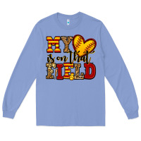 Colony Blue my heart is on that field softball Long Sleeve Tee - Jasminsmagicworld