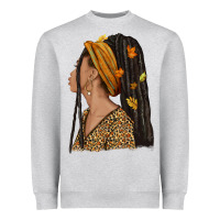 Heather Grey Fall afro woman Heavyweight Sweatshirt - NancyCooperArtShop