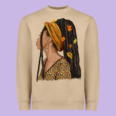 Fall Afro Woman Heavyweight Sweatshirt Designed By Nancycooperartshop