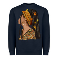 Navy Fall afro woman Heavyweight Sweatshirt - NancyCooperArtShop
