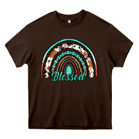 Chocolate Brown blessed western rainbow Heavy Core Tee - Jasminsmagicworld