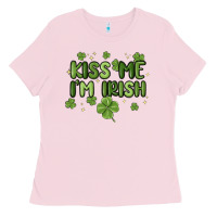 Bubblegum Pink kiss me i'm irish Ladies Tee - MaliasSmallBusiness