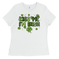 White kiss me i'm irish Ladies Tee - MaliasSmallBusiness