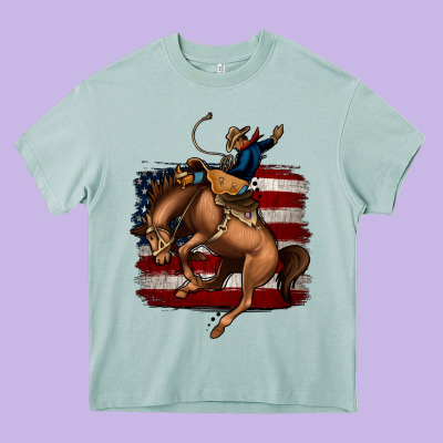 Bucking Bronco Heavy Core Tee Designed By Jasminsmagicworld