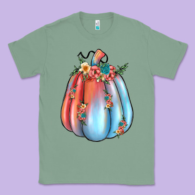 Flowers Pumpkin Classic Tee Designed By Jahusdesignshop