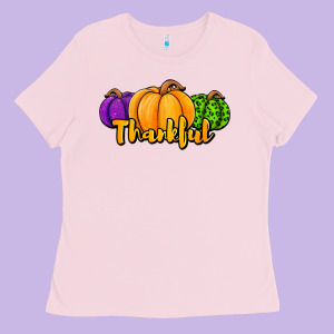 Halloween Pumpkins Thankful Ladies Tee Designed By Jasminsmagicworld