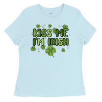 Baby Blue kiss me i'm irish Ladies Tee - MaliasSmallBusiness