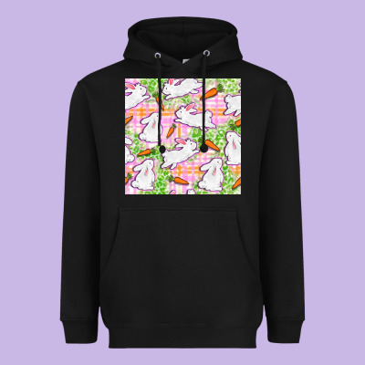 Easter Bunnies With Carrots Seamless Pattern Heavyweight Hoodie Designed By Bundleandbundleshop