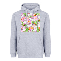 Heather Grey Easter Bunnies With Carrots Seamless Pattern Heavyweight Hoodie - BundleAndBundleShop