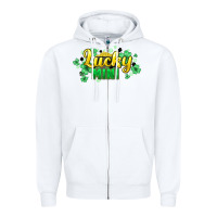 White lucky mini st patricks Zipper Hoodie - HowdyJamesFarm