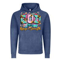 Vintage Denim god is my refuge and strength Vintage Hoodie - LillyAllenDesigns