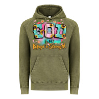 Vintage Olive god is my refuge and strength Vintage Hoodie - LillyAllenDesigns