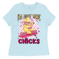 Baby Blue i'm just here for the chicks Ladies Tee - MaliasSmallBusiness
