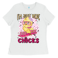 White i'm just here for the chicks Ladies Tee - MaliasSmallBusiness