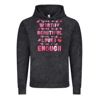 Vintage Black you are worthy beautiful loved enough valentines Vintage Hoodie - LillyAllenDesigns