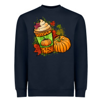 Navy Fall pumpkin coffee Heavyweight Sweatshirt - NancyCooperArtShop