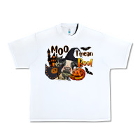 White Moo I Mean Boo Holstein Cow Urban Heavy Tee - LillyAllenDesigns