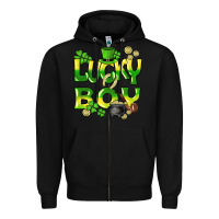 Black Lucky Boy St. Patrick's Day Zipper Hoodie - HowdyJamesFarm