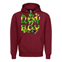 Burgundy Lucky Boy St. Patrick's Day Zipper Hoodie - HowdyJamesFarm