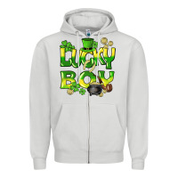 Dove Grey Lucky Boy St. Patrick's Day Zipper Hoodie - HowdyJamesFarm