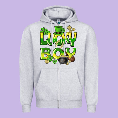 Lucky Boy St. Patrick's Day Zipper Hoodie Designed By Howdyjamesfarm
