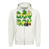 Oatmeal Heather Lucky Boy St. Patrick's Day Zipper Hoodie - HowdyJamesFarm