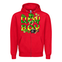 Red Lucky Boy St. Patrick's Day Zipper Hoodie - HowdyJamesFarm