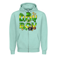 Seafoam Lucky Boy St. Patrick's Day Zipper Hoodie - HowdyJamesFarm