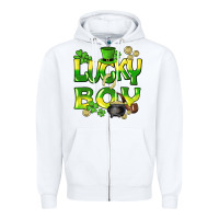 White Lucky Boy St. Patrick's Day Zipper Hoodie - HowdyJamesFarm