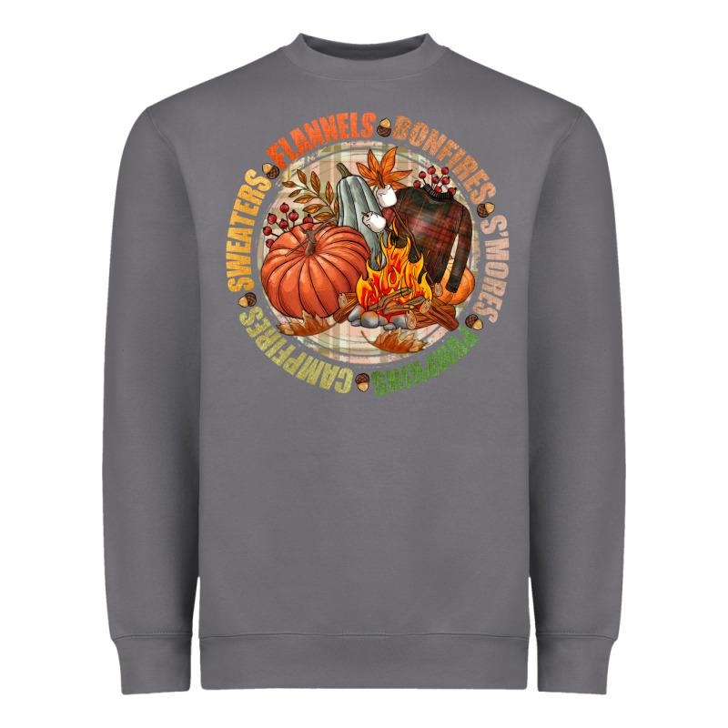 Bonfires Flannels Smores Campfires Pumpkin Heavyweight Sweatshirt by NancyCooperArtShop | Teevron