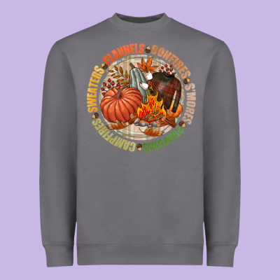 Bonfires Flannels Smores Campfires Pumpkin Heavyweight Sweatshirt Designed By Nancycooperartshop