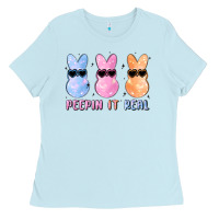 Baby Blue peepin it real easter glitter Ladies Tee - MaliasSmallBusiness