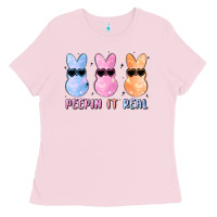 Bubblegum Pink peepin it real easter glitter Ladies Tee - MaliasSmallBusiness