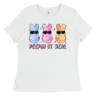 White peepin it real easter glitter Ladies Tee - MaliasSmallBusiness
