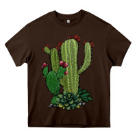 Chocolate Brown cactus Heavy Core Tee - Jasminsmagicworld