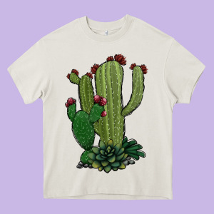 Cactus Heavy Core Tee Designed By Jasminsmagicworld