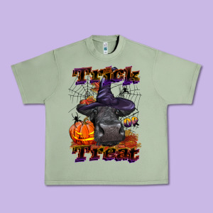 Trick Or Treat Black Angus Heifer Urban Heavy Tee Designed By Lillyallendesigns