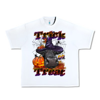 White Trick Or Treat Black Angus Heifer Urban Heavy Tee - LillyAllenDesigns