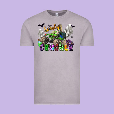 Spooky Crusher Monster Truck Vintage Tee Designed By Lillyallendesigns