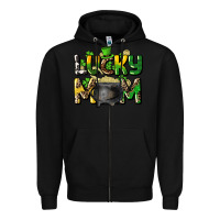 Black lucky mom St. Patrick's Zipper Hoodie - HowdyJamesFarm