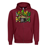 Burgundy lucky mom St. Patrick's Zipper Hoodie - HowdyJamesFarm